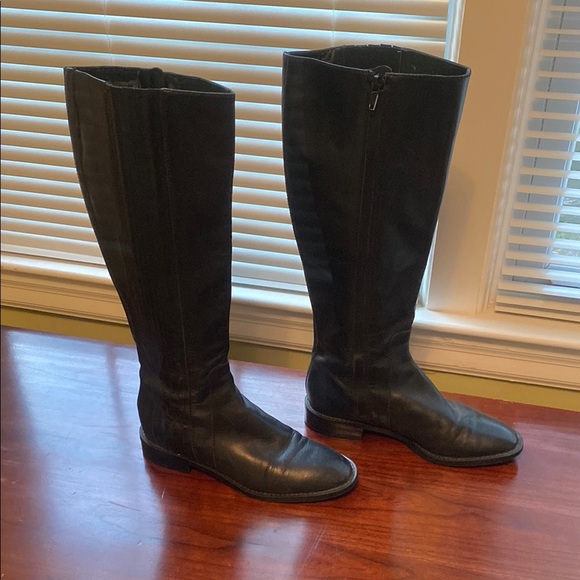 Nine West Braille - Black Knee Boots with Smooth Finish and Side Detailing - Picture 3 of 11